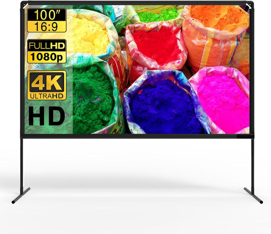 100 Outdoor Movie Screen with Sturdy Stand