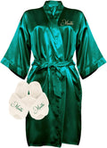 Custom Women Satin Robes with Slippers - Personalized Bride Gift