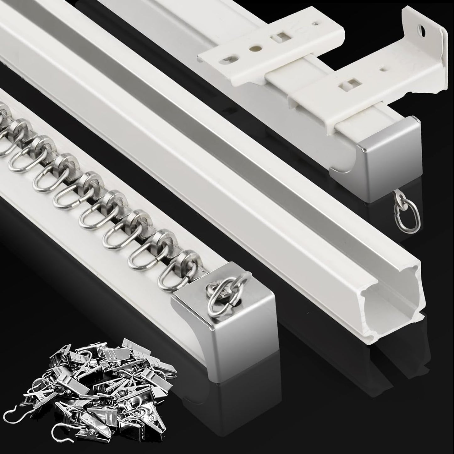 KOLAKO Heavy Duty Ceiling Curtain Track, Room Divider, 3-9Ft