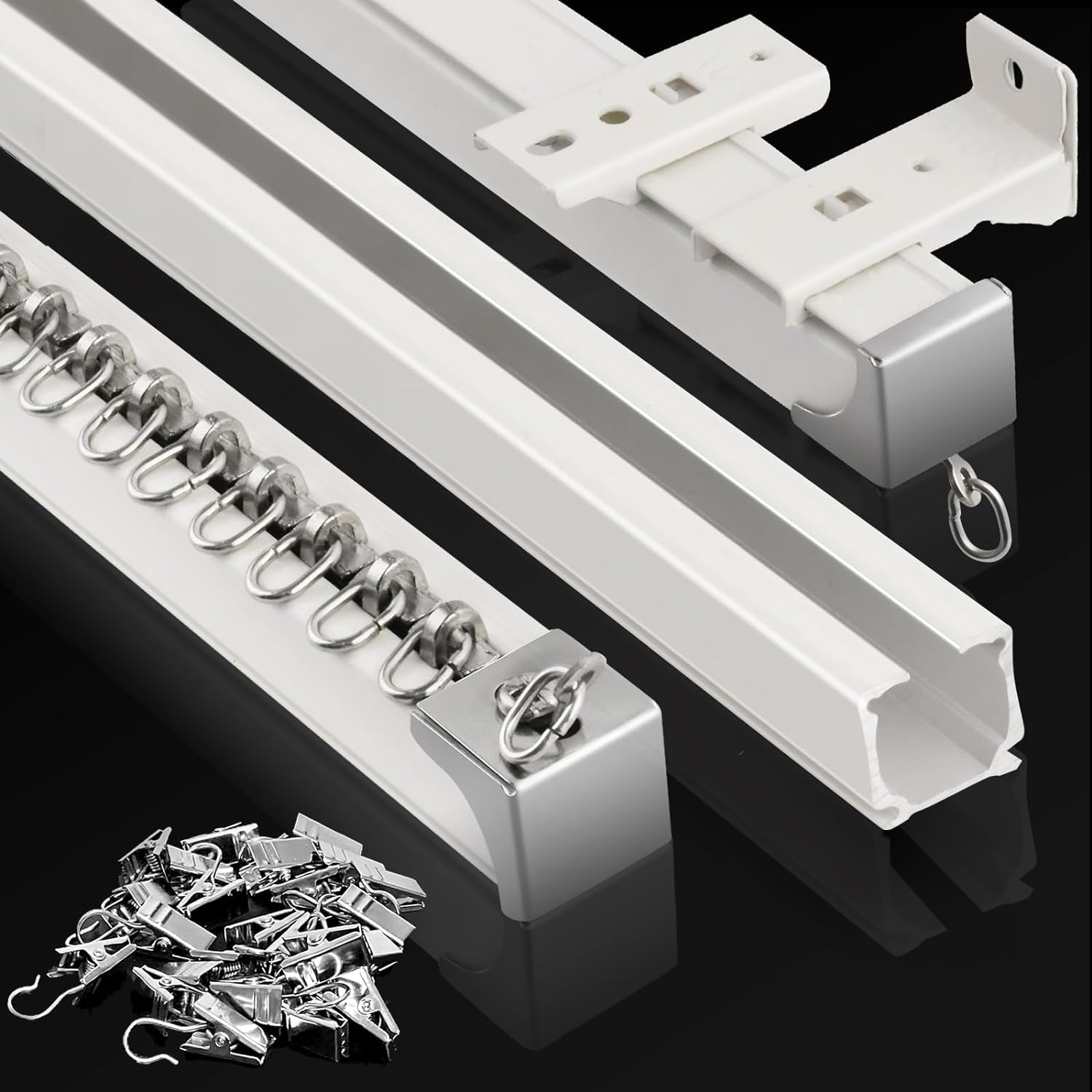 KOLAKO Heavy Duty Ceiling Curtain Track, Room Divider, 3-9Ft