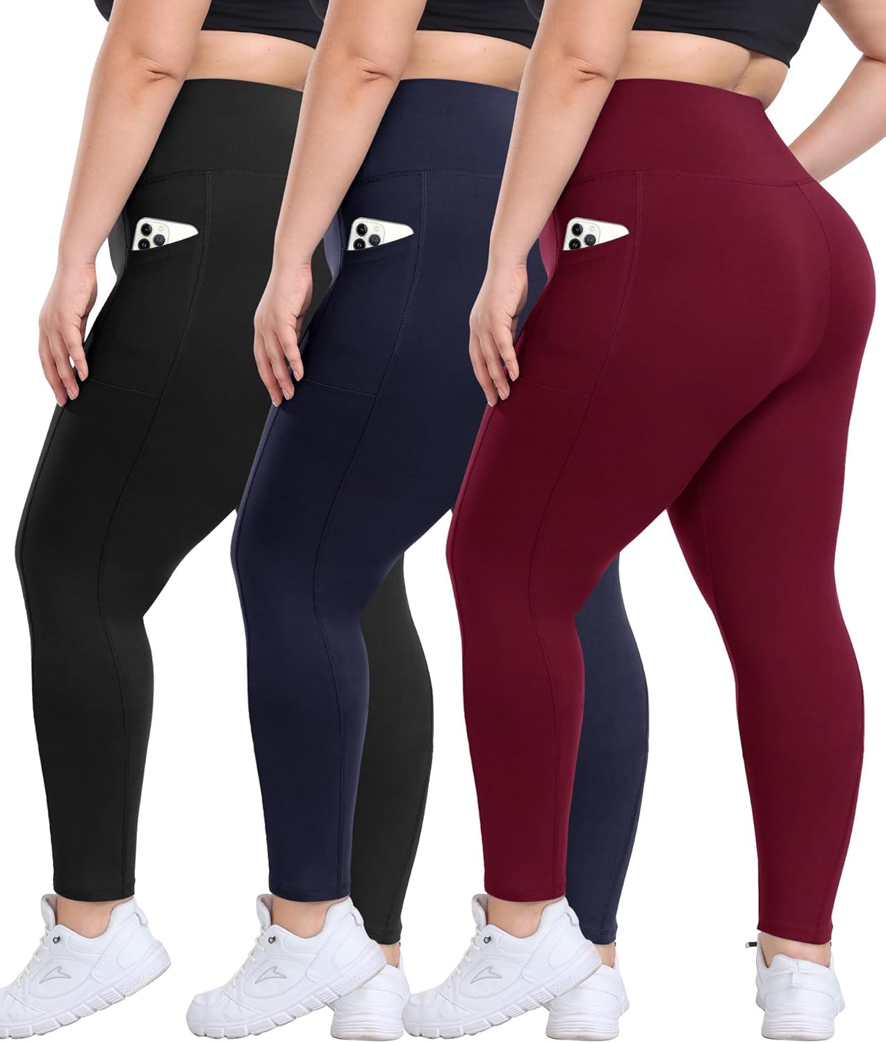 Plus Size Leggings with Pockets for Women - Tummy Control