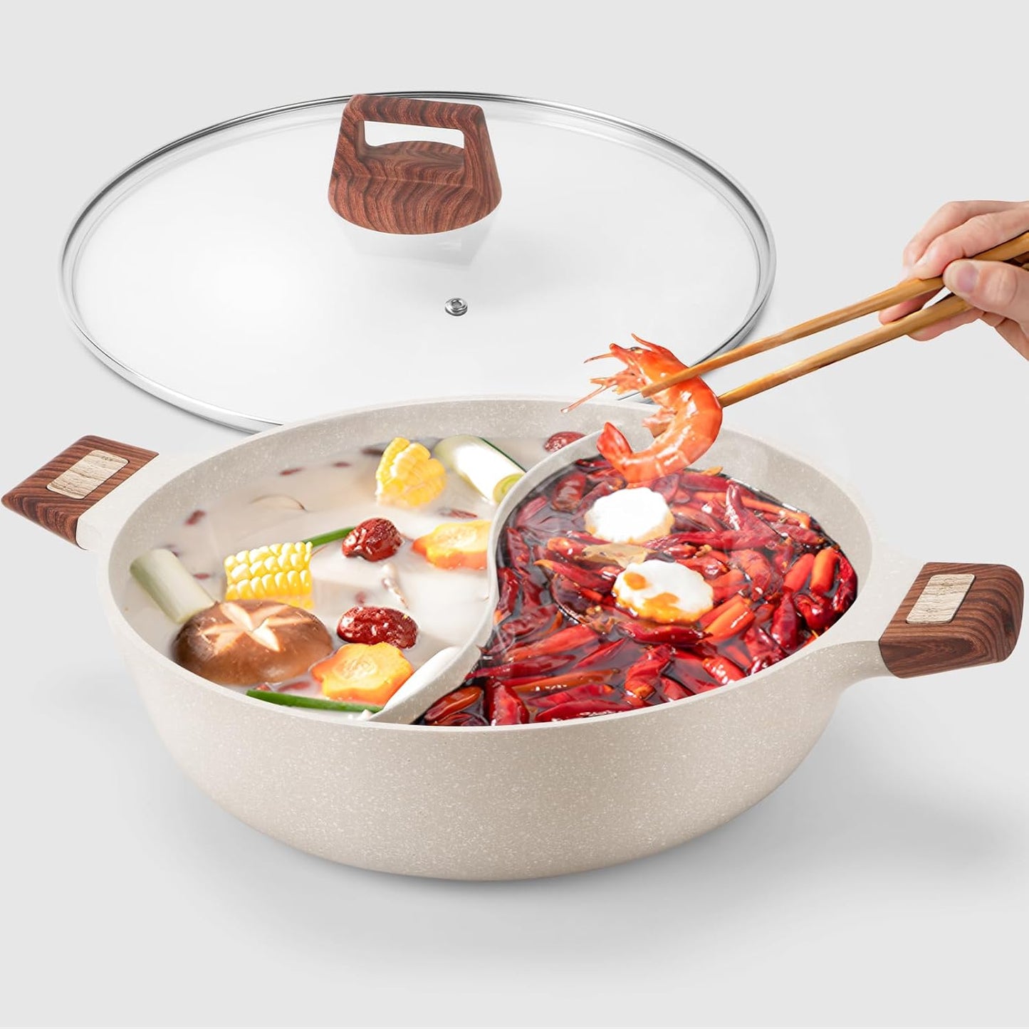 7-QT Shabu Shabu Hot Pot with Divider for Dual Flavor Cooking