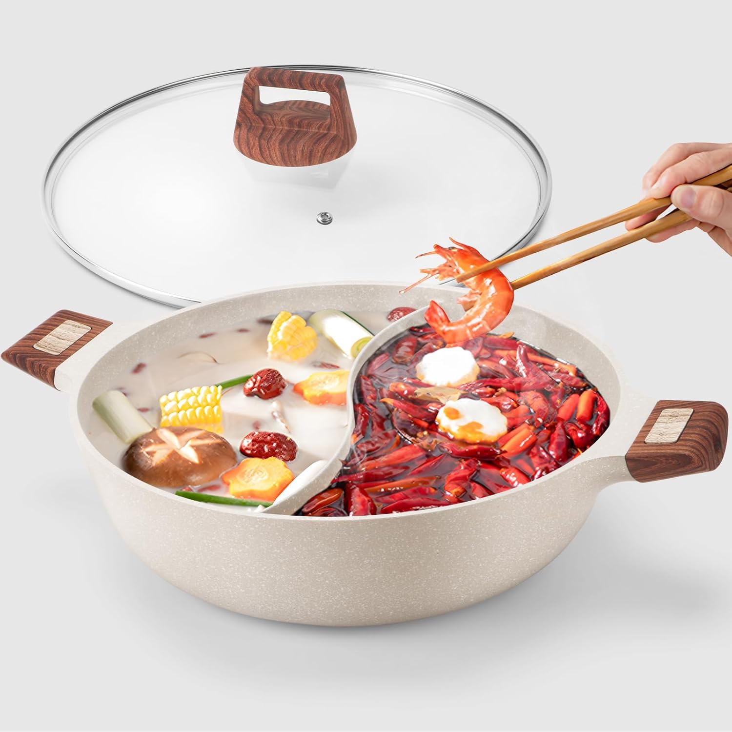 7-QT Shabu Shabu Hot Pot with Divider for Dual Flavor Cooking