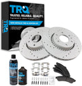 TRQ Front Semi-Metallic Brake Pad & Rotor Kit w/Fluids - Direct Fit
