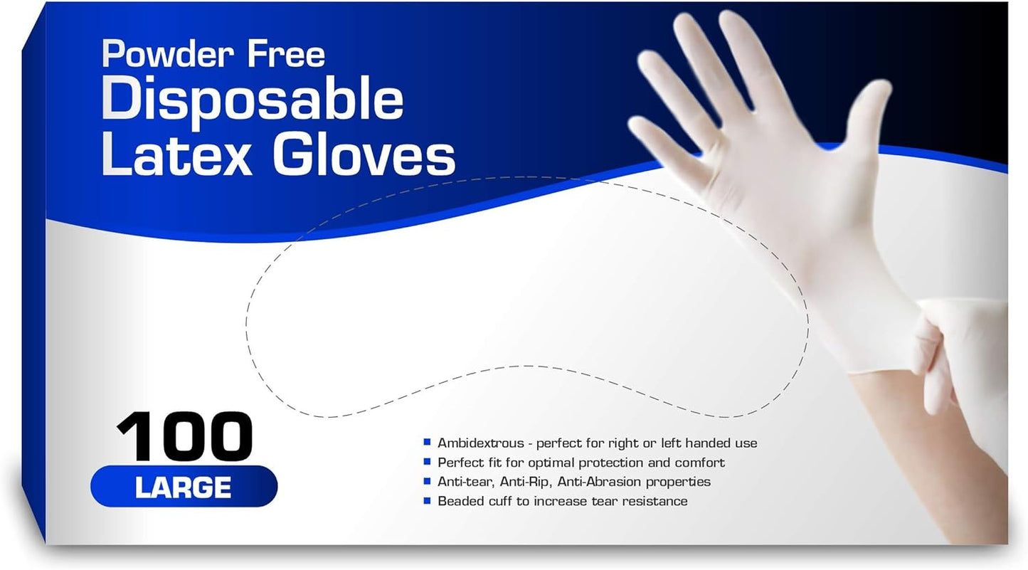 Strong Grip Latex Gloves, 100 Ct, Large