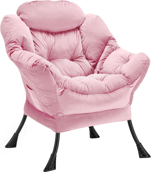 Lazy Chair Thick Padded Velvet Accent Lounge Chair for Comfort