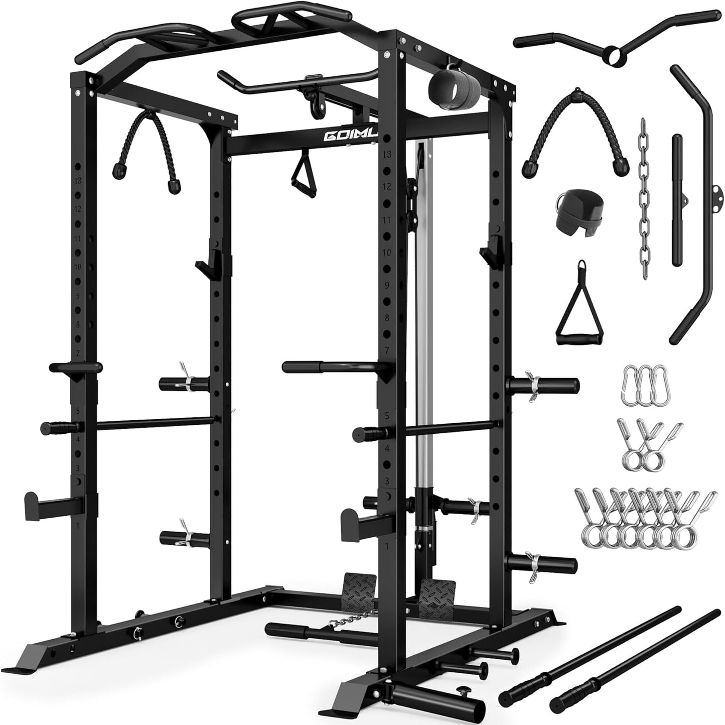 2000LBS Squat Rack & LAT Pulldown Power Cage by Goimu