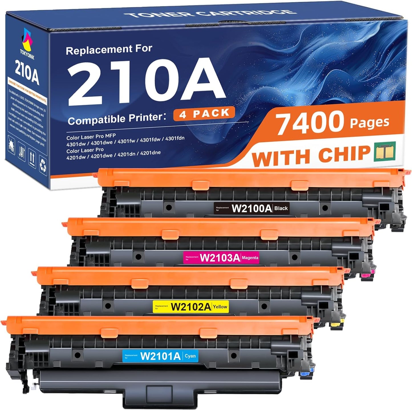 TOKYOINK 4 Pack High Yield Toner HP210 Compatible