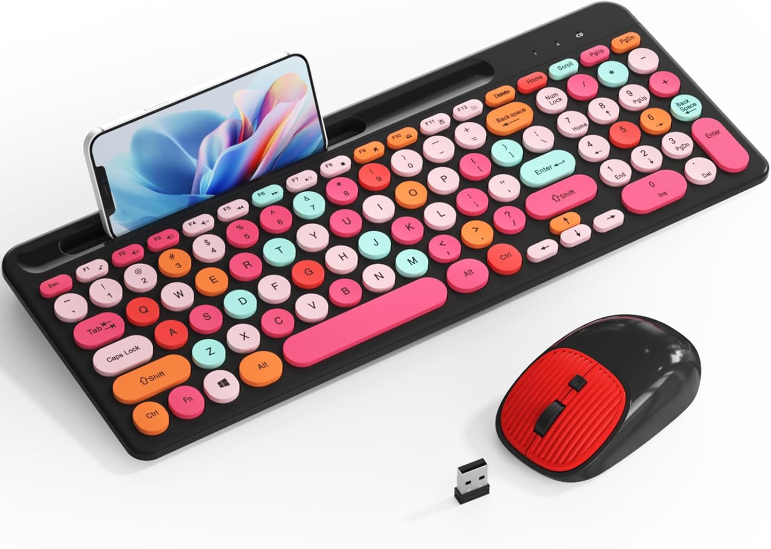 Retro Wireless Keyboard & Mouse Set - Vintage Style, 2.4GHz, Compact USB