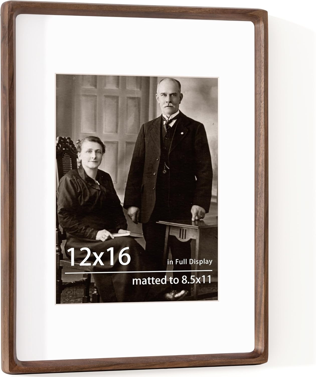 12x16 Solid Walnut Wood Photo Frame with Real Glass Display