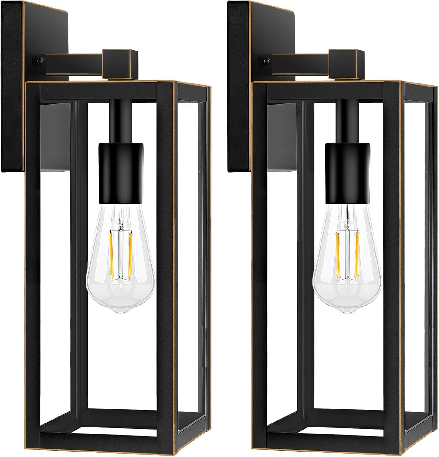2-Pack Waterproof Outdoor Wall Light with Clear Glass Design