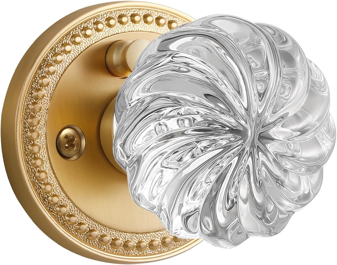 Crystal Door Knob with Gold Finish for Bedroom and Bathroom