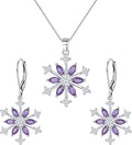 Snowflake Jewelry Set for Women Sterling Silver Necklace Earrings