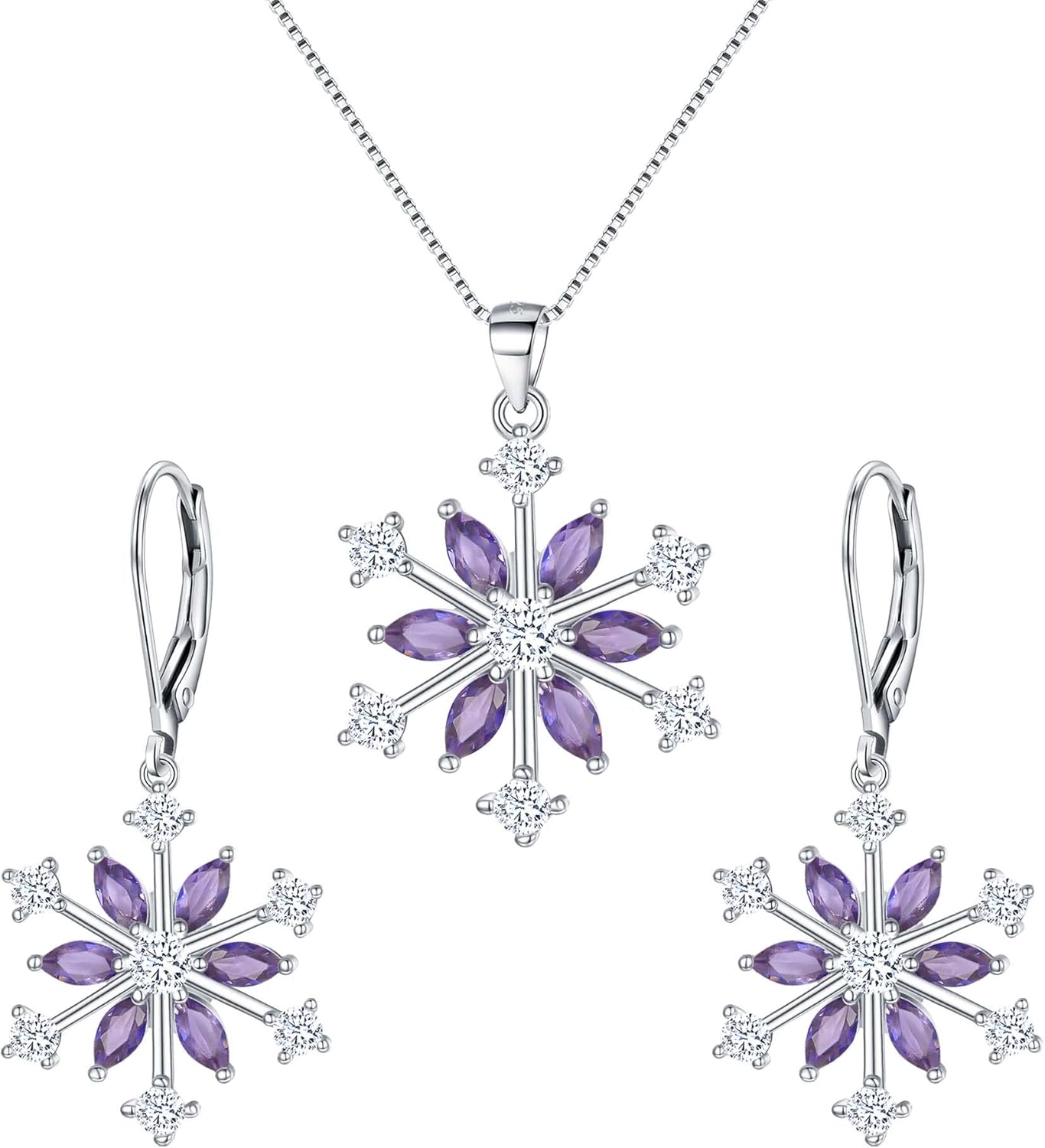 Elegant Snowflake Jewelry Set in Sterling Silver for Winter Glam