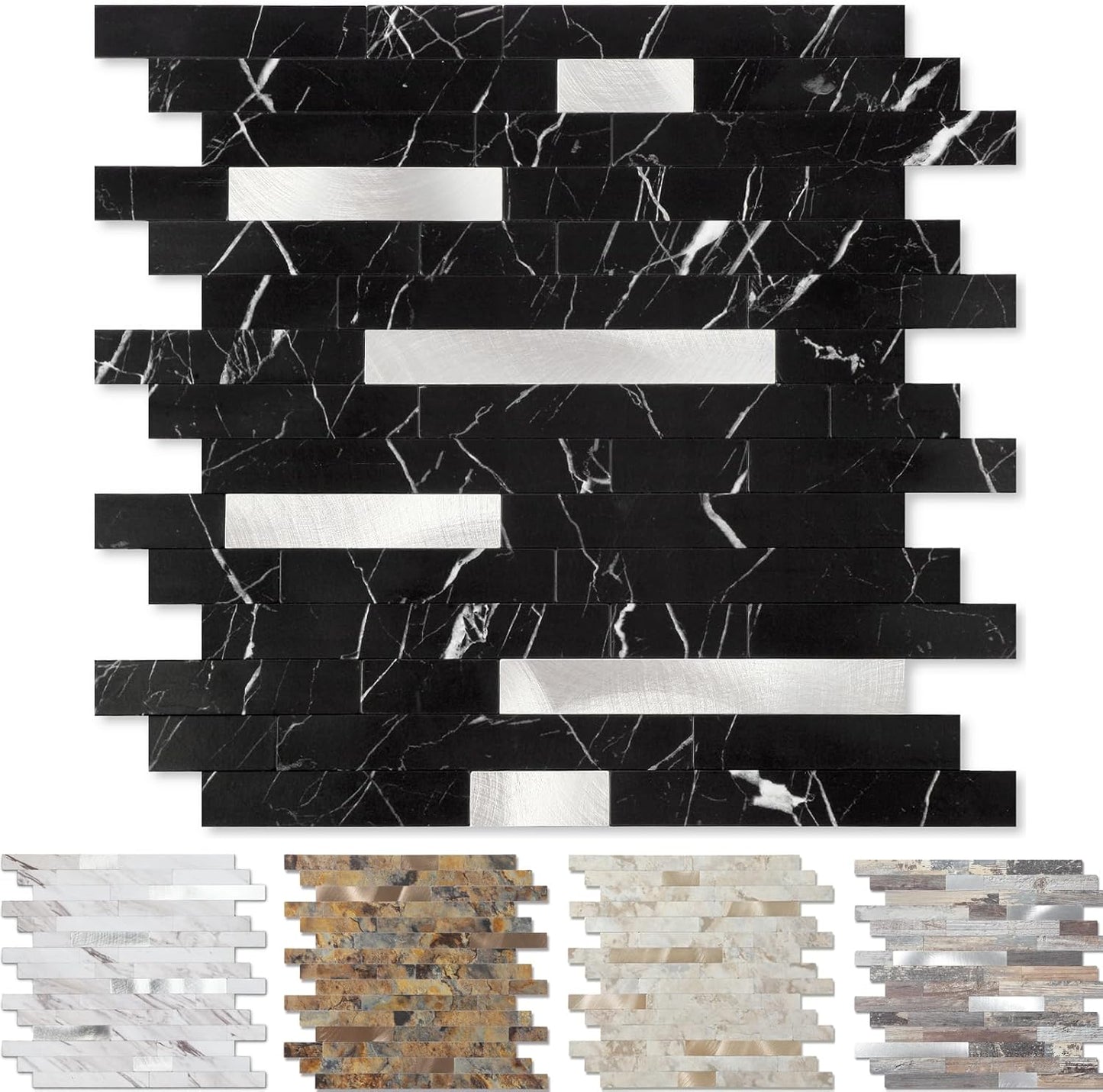 Yipscazo Peel and Stick Stone Metal Tile Backsplash for Home
