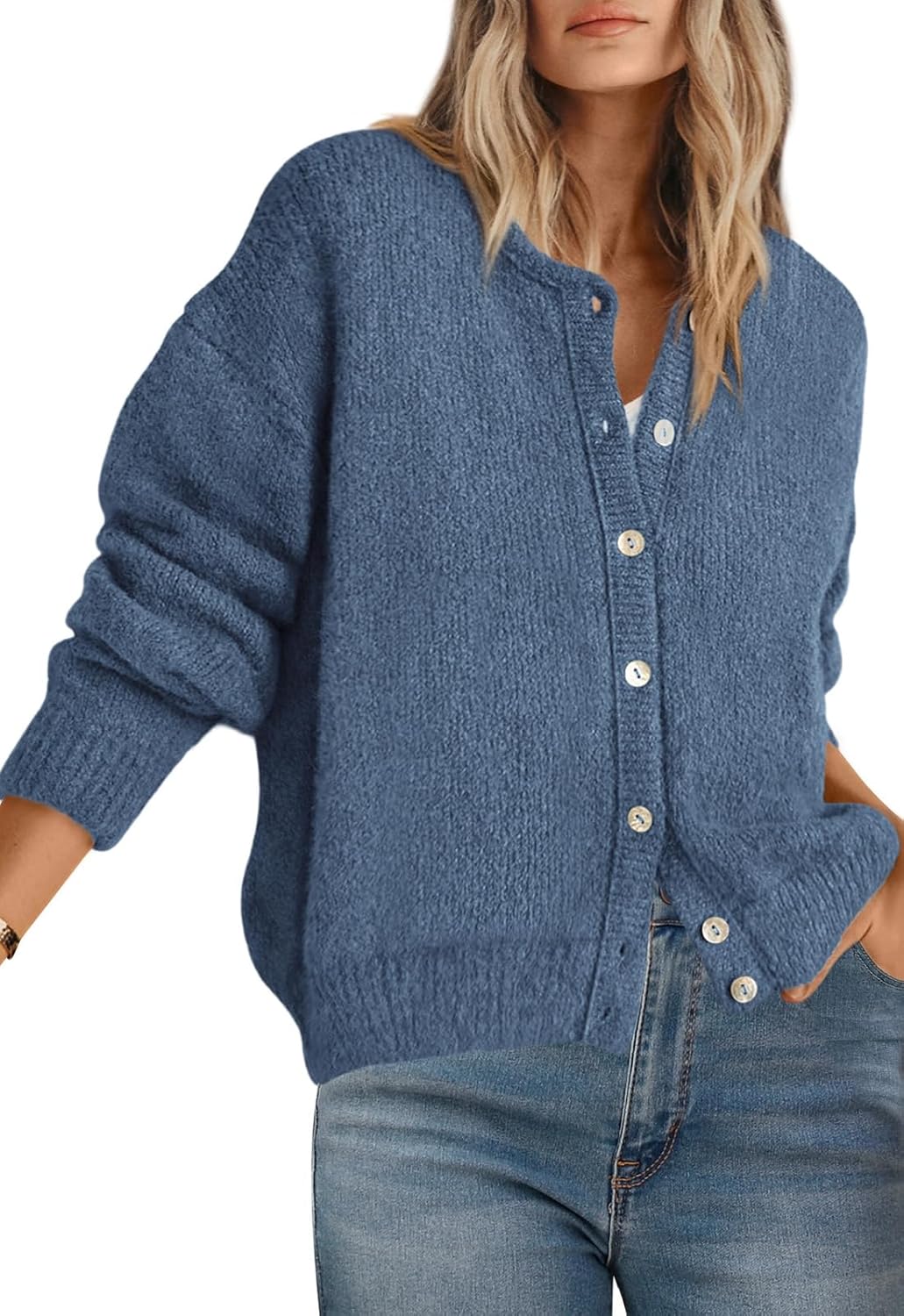 PRETTYGARDEN Long Sleeve Crewneck Cardigan Sweater for Women