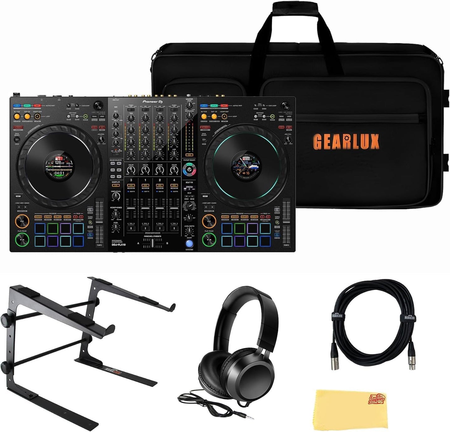 Pioneer DDJ-FLX10 4-Channel DJ Controller Bundle with Case