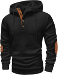 Mens Thermal Pullover Hoodie for Men - Textured Button Front