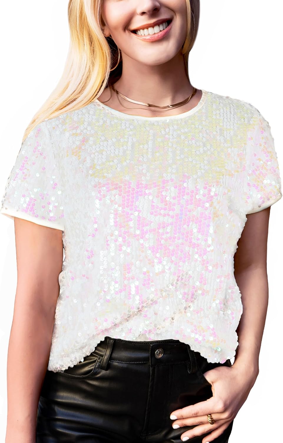 Sparkly Sequin Top for Women - Glitter Concert Party Blouse