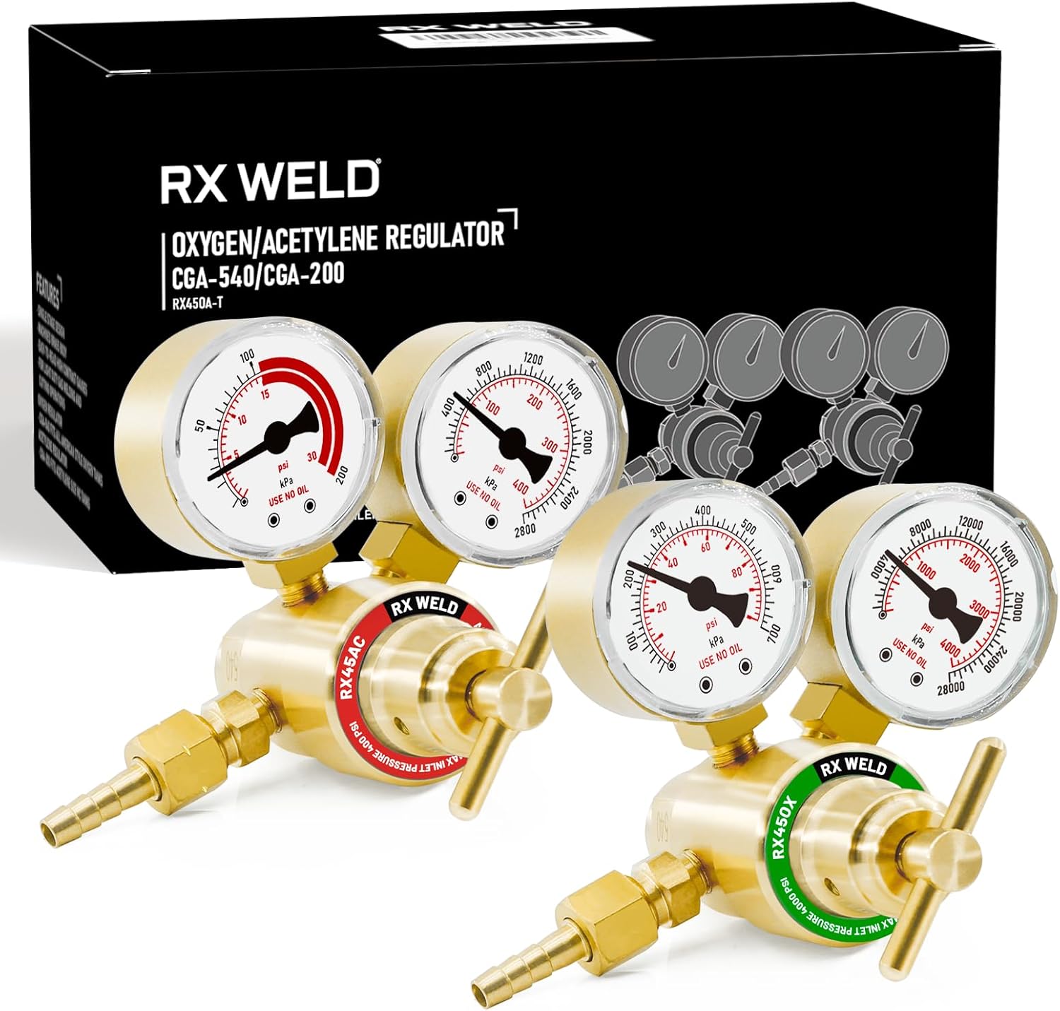 RX WELD Oxygen and Acetylene Regulators for Welding Tasks