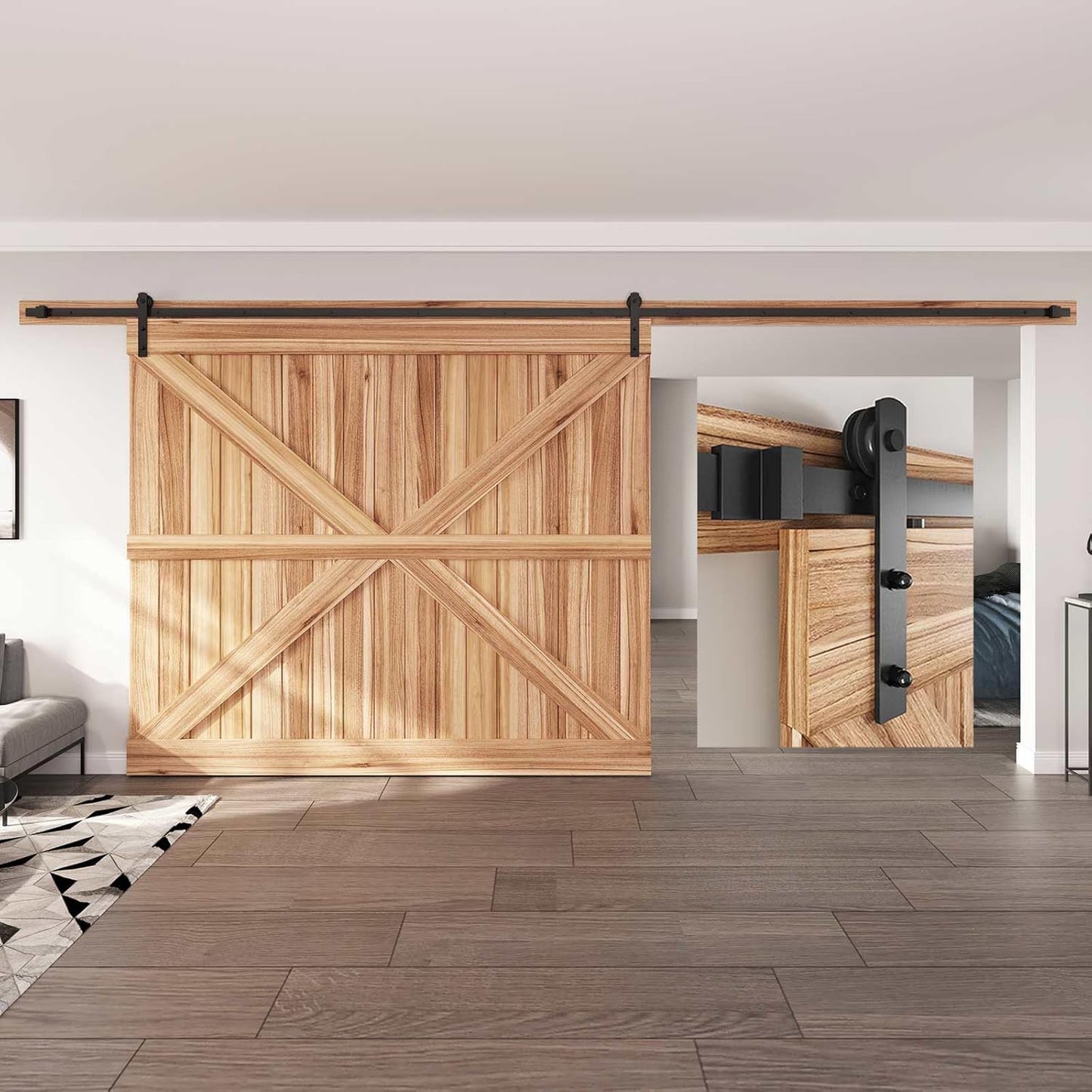 EaseLife 16 FT Heavy Duty Sliding Barn Door Hardware Kit