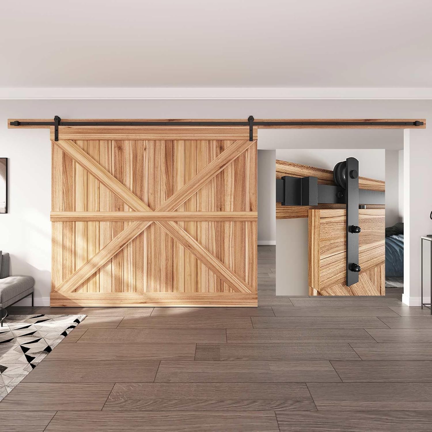 EaseLife 16 FT Heavy Duty Sliding Barn Door Hardware Kit