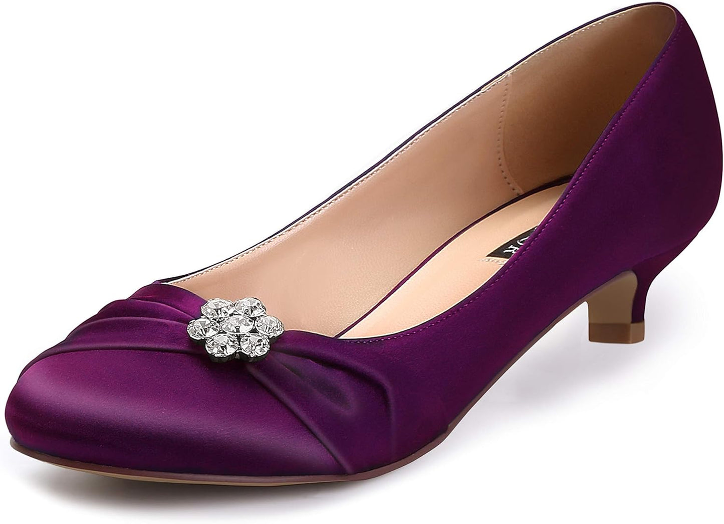 ERIJUNOR Women Closed Toe Comfort Kitten Heels for Weddings