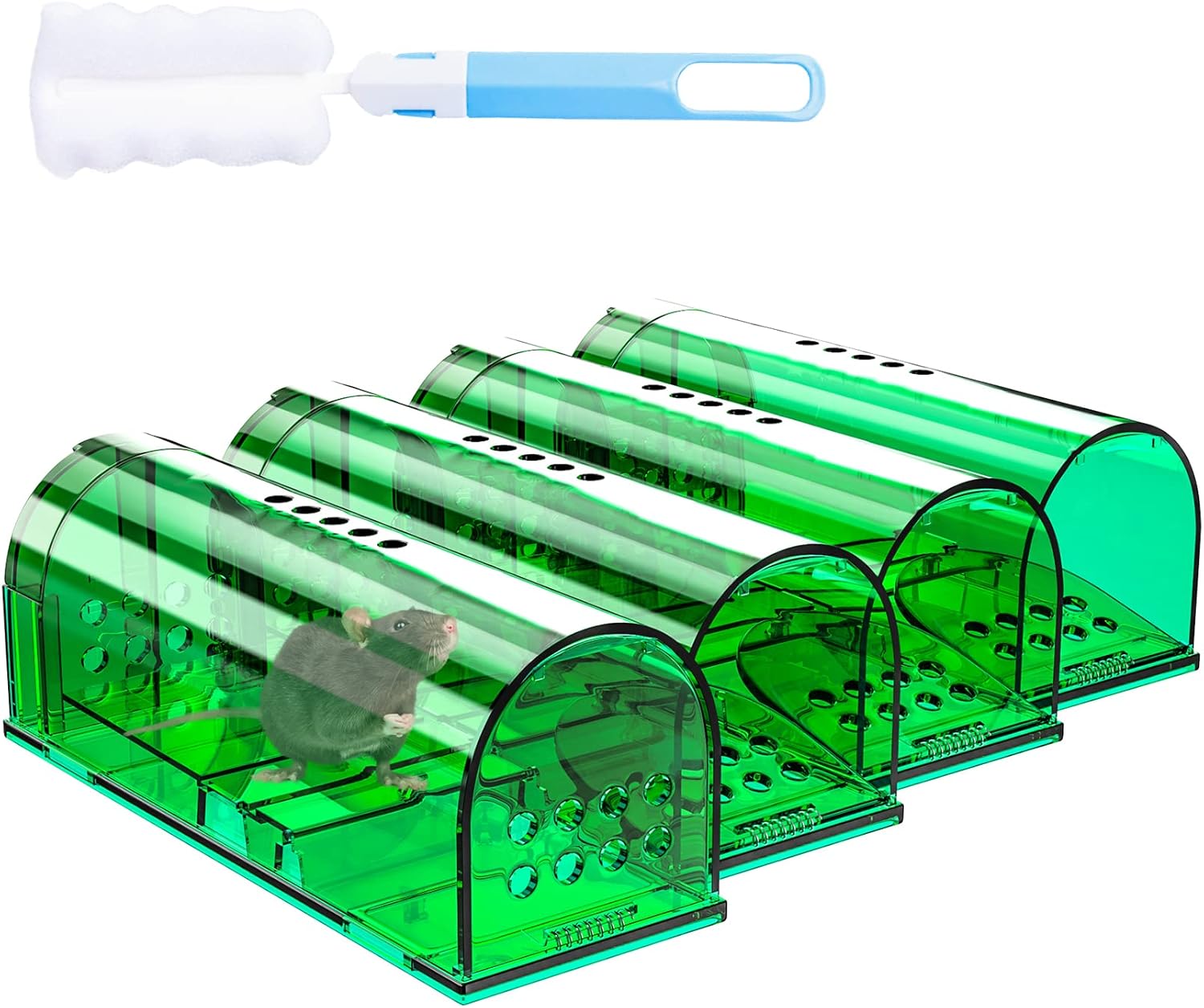 Wanqueen 4 Pcs Humane Mouse Traps - No Kill, Reusable, Ideal for House & Outdoors
