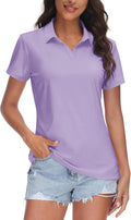 TACVASEN Women's V-Neck Polo Shirt - UPF 50+ Sun Protection Polyester