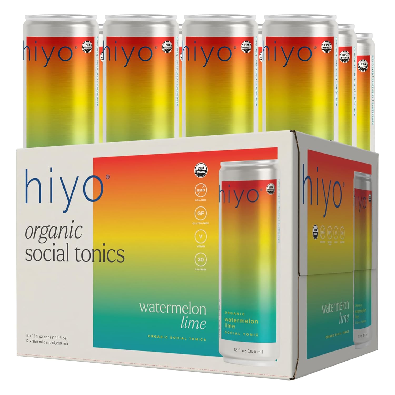 Hiyo Organic Social Tonic Watermelon Lime - Refreshing Seltzer