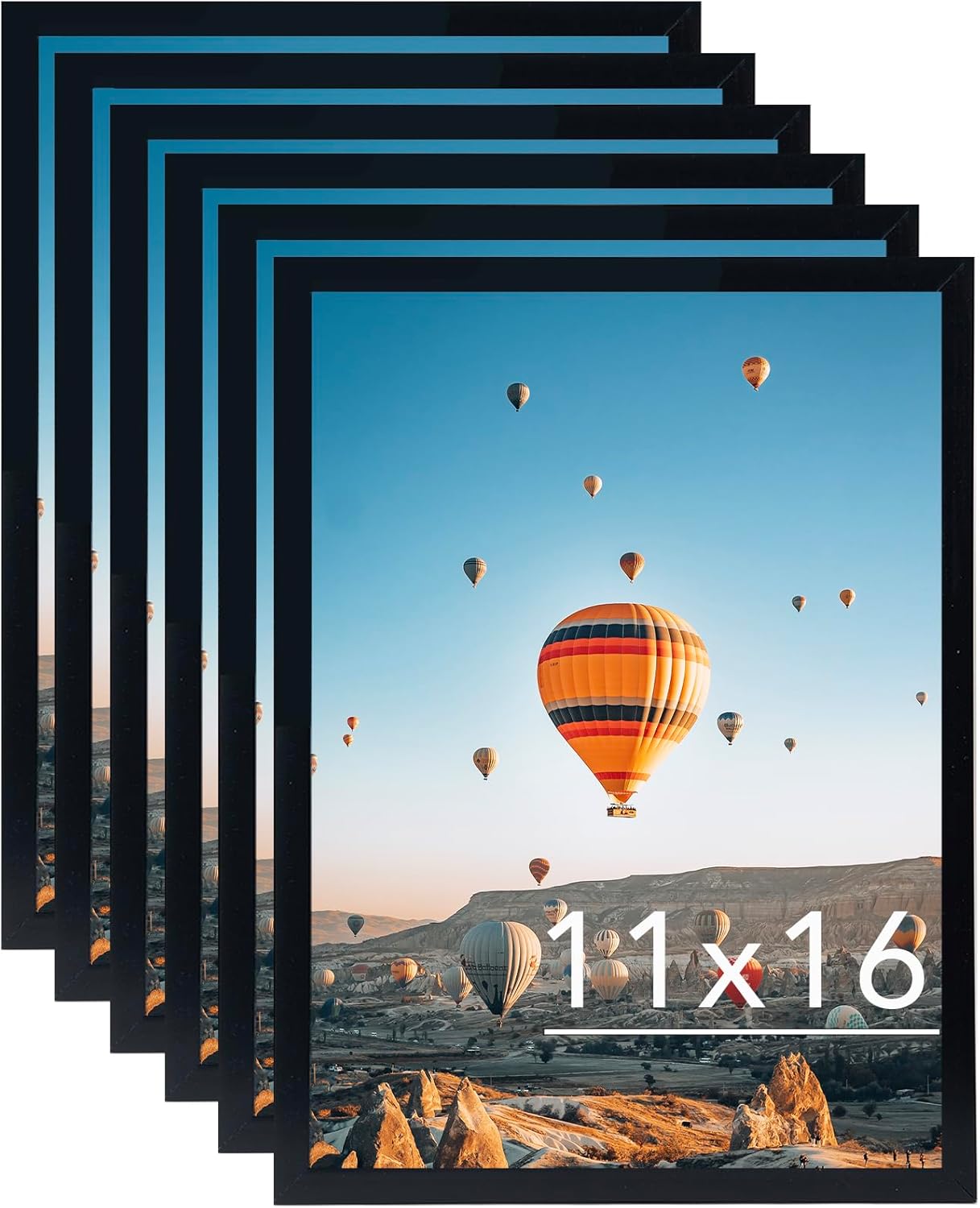 11x16 Black Picture Frame Set of 6 for Stylish Wall Decor