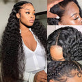 36 in Human Hair Deep Wave Lace Front Wig - Natural Volume