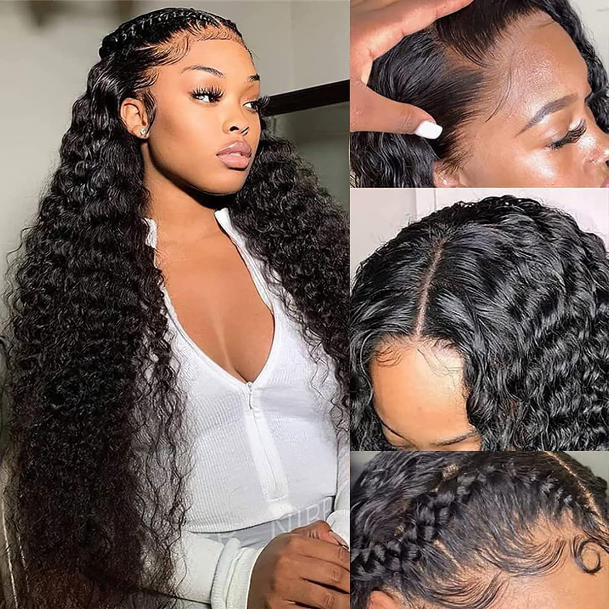 36 Inch Deep Wave Lace Front Wigs for Women - Natural Look