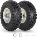 10in 4.10/3.50-4 Flat Free Solid Tire and Wheel 2 Pack - 350 lb