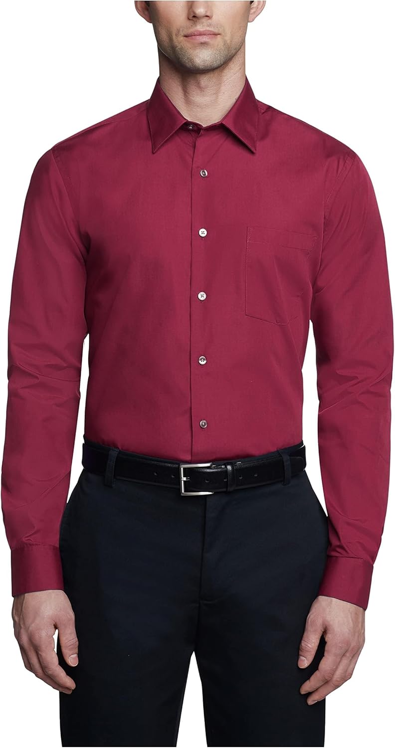 Van Heusen Men's Dress Shirt Fitted Poplin Solid for Style