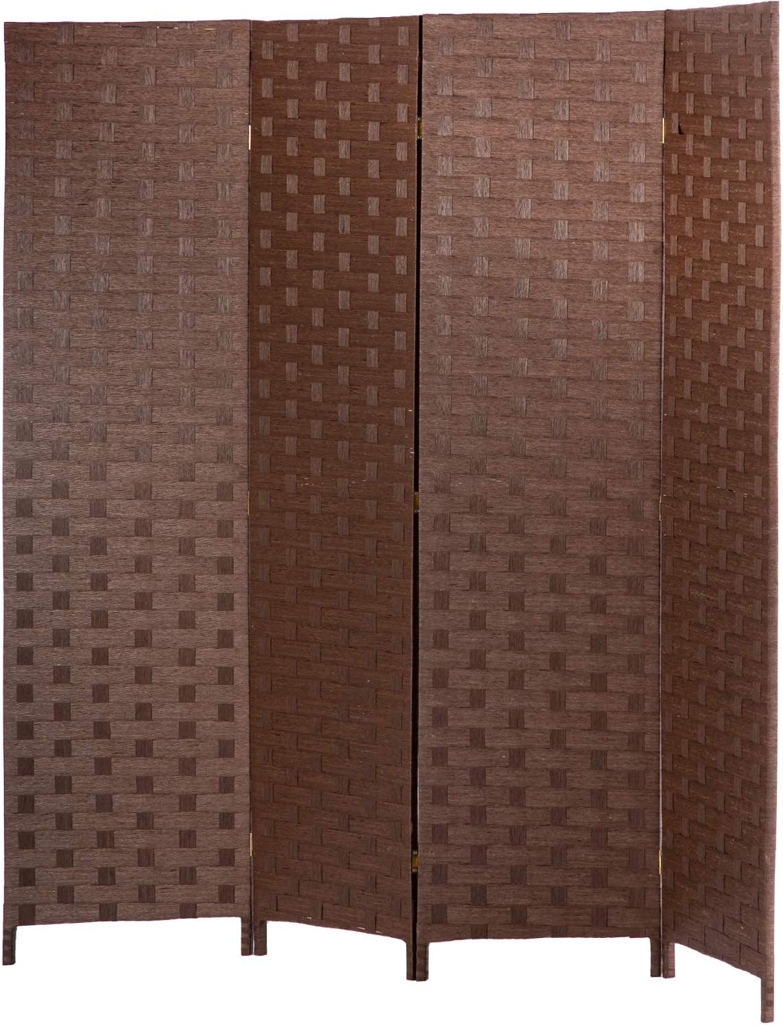 FDW Room Divider 4 Panel Wooden Folding Screen for Home Use
