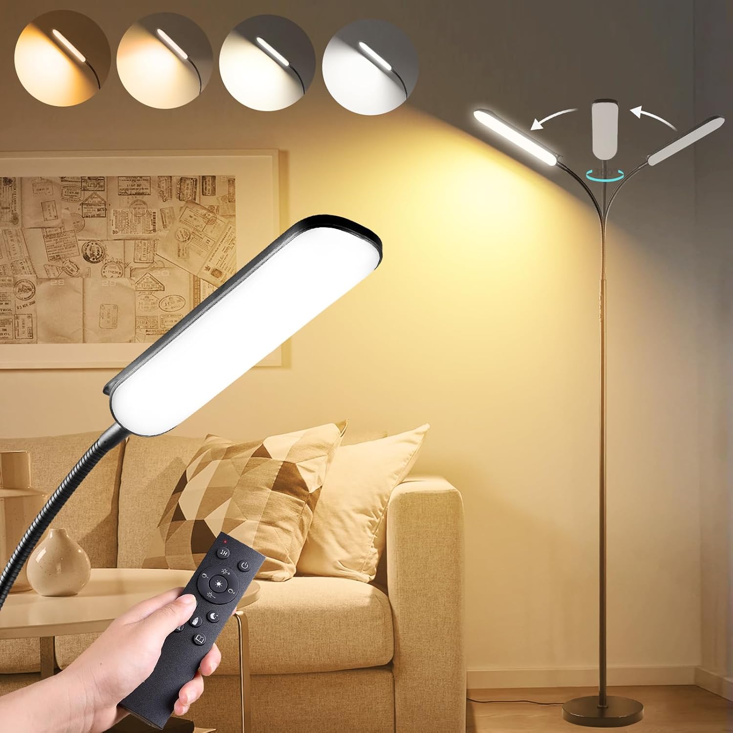 Super Bright LED Floor Lamp with Remote Control for Home Use