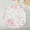White Pink Floral Acrylic Charger Plates 13in - French Toile