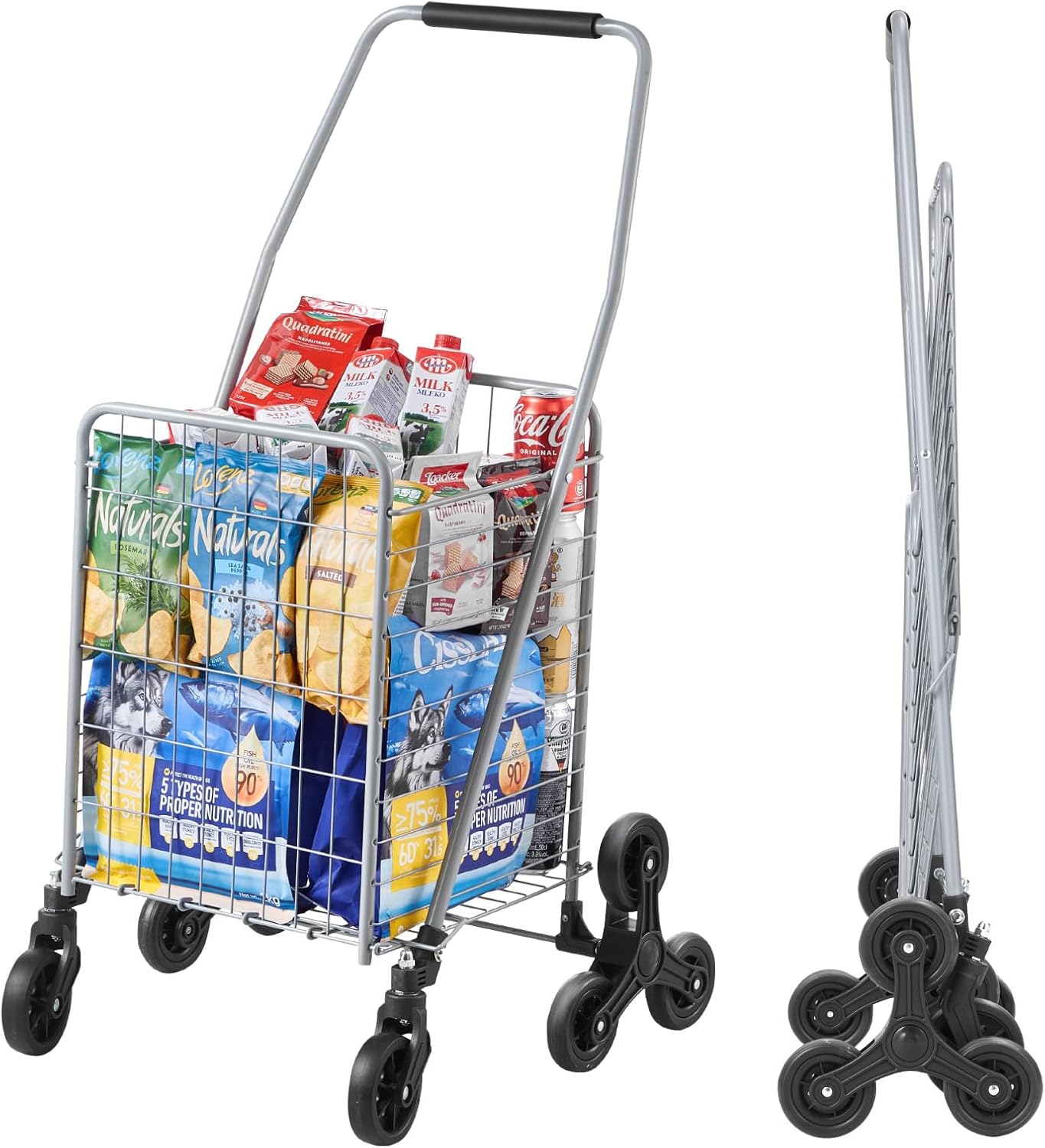 VEVOR Grocery Shopping Cart with Stair Climbing Tri-Wheels