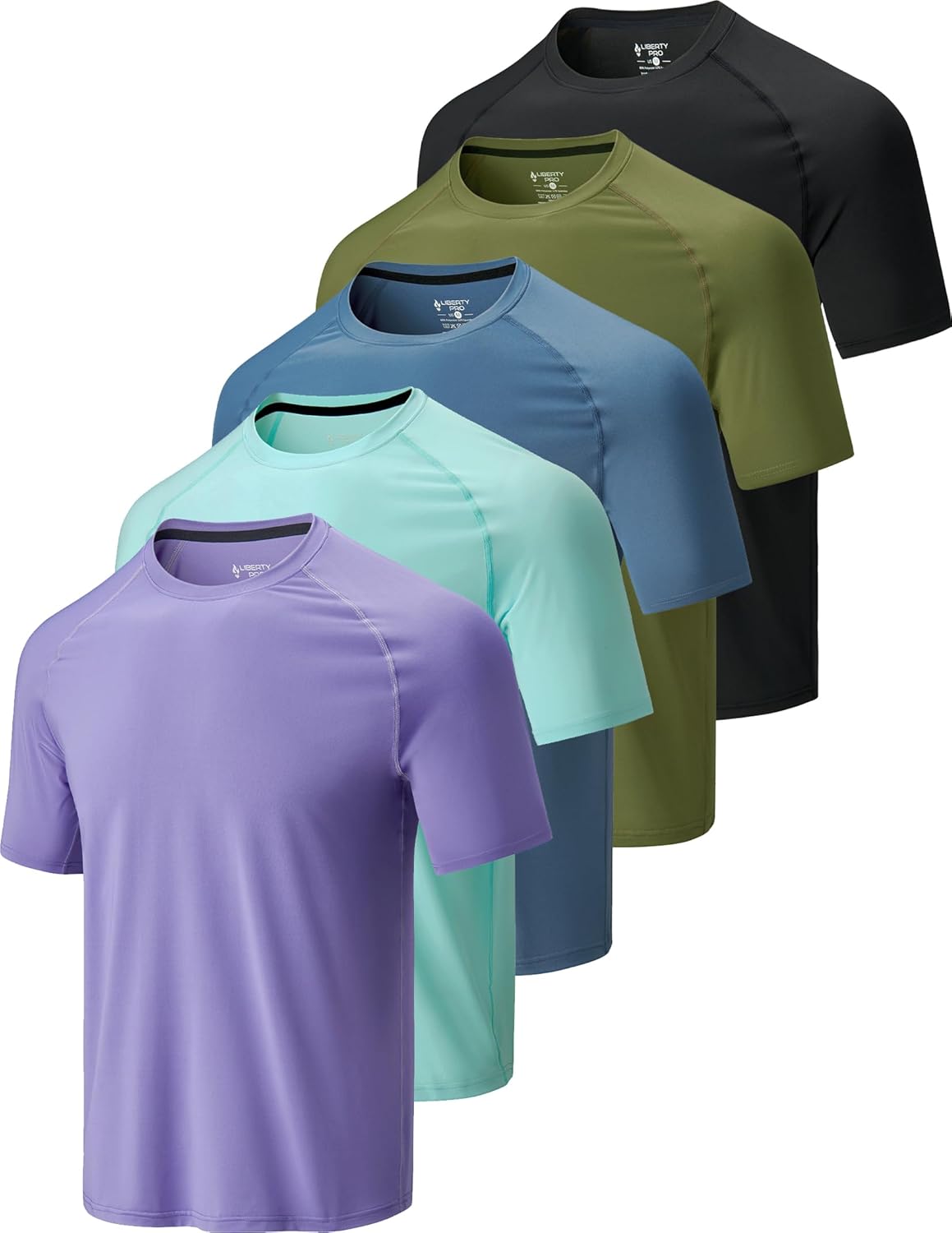5 Pack Mens Active Quick Dry Crew Neck T Shirts for Workouts