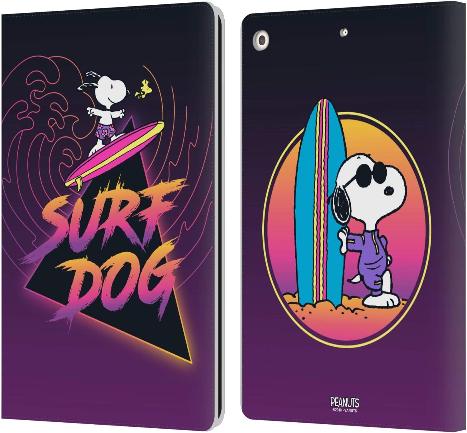 Peanuts Surf Dog Snoopy Aloha Leather Wallet Case for iPad 10.2