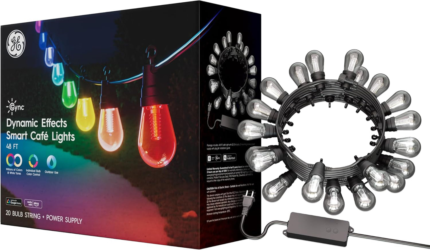Cync GE Dynamic Effects Smart Cafe Lights for Outdoor Spaces
