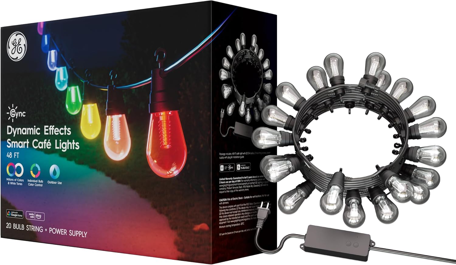 Cync GE Dynamic Effects Smart Cafe Lights for Outdoor Spaces