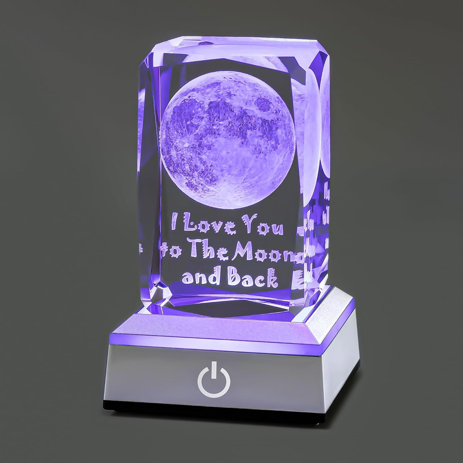 3D Moon Crystal Night Lamp with Adjustable LED Multicolor Lights