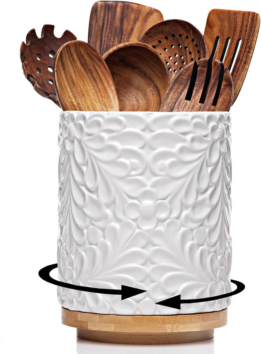 Extra Large 360 Rotating Utensil Holder for Kitchen Counter