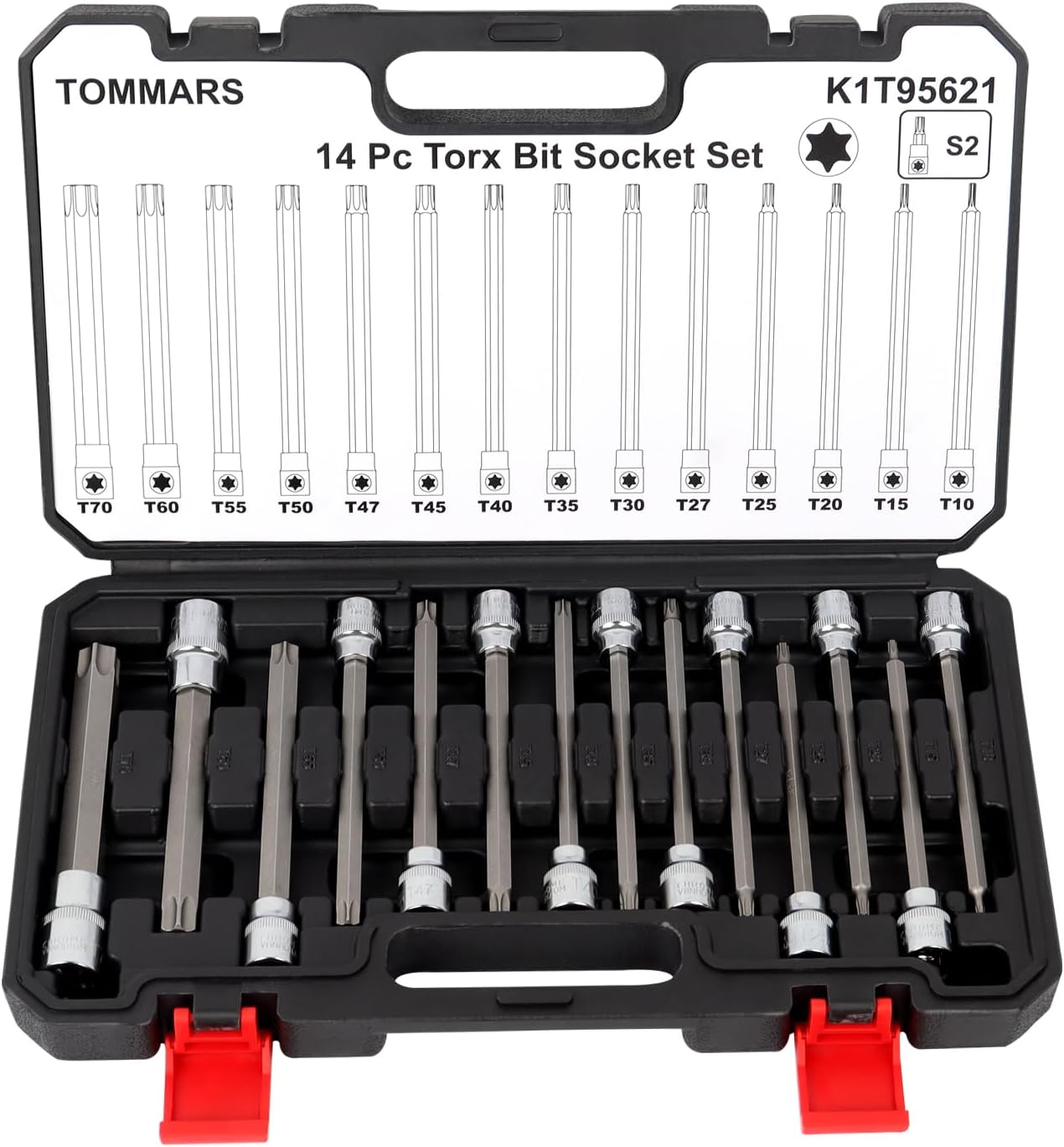 TOMMARS 14-PC Long Torx Bit Socket Set for Ultimate Versatility