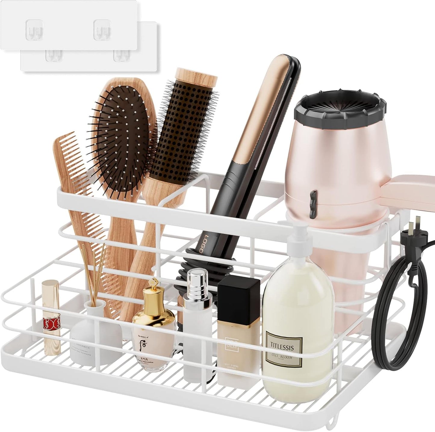 Wall-Mounted Hair Tool Organizer - Stylish Storage Solution