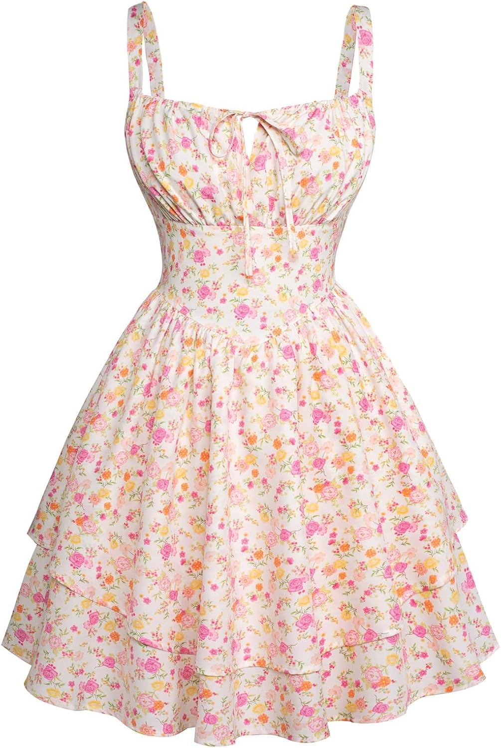 Scarlet Darkness Floral Corset Dress for Women Ruffle Mini Dress