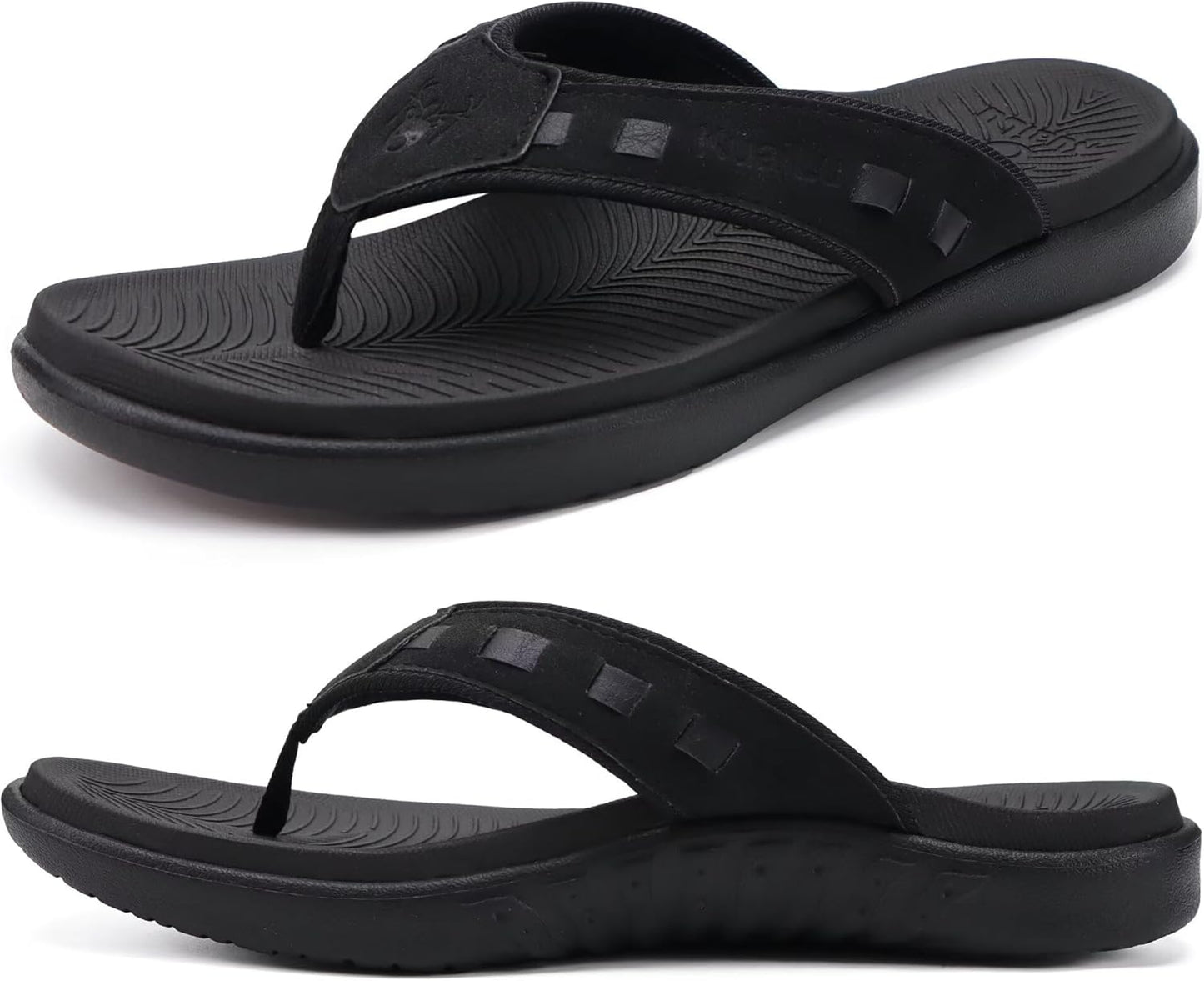 KuaiLu Mens Sport Flip Flops with Arch Support for Comfort