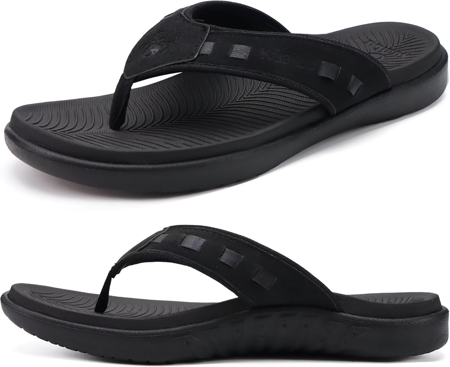 KuaiLu Mens Sport Flip Flops with Arch Support for Comfort
